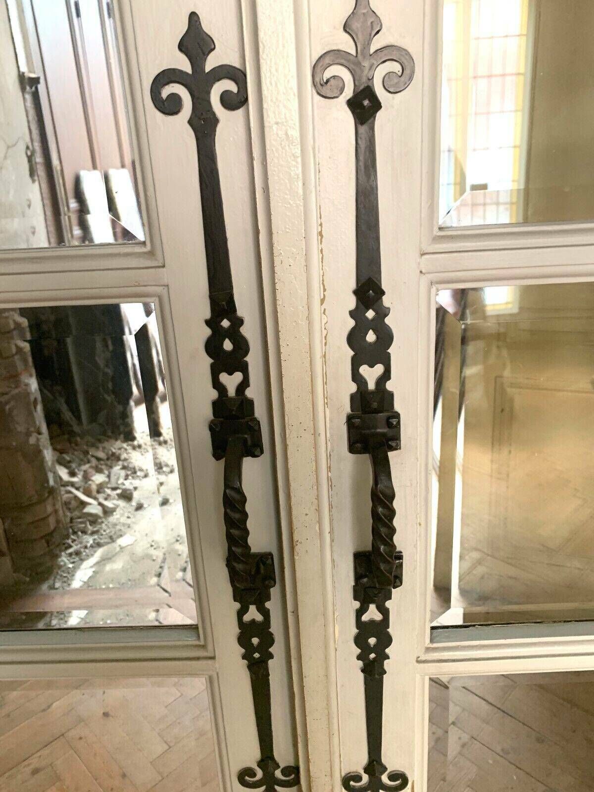 photo buy Double Separation Doors With Transom And Beveled Glass 20th Century