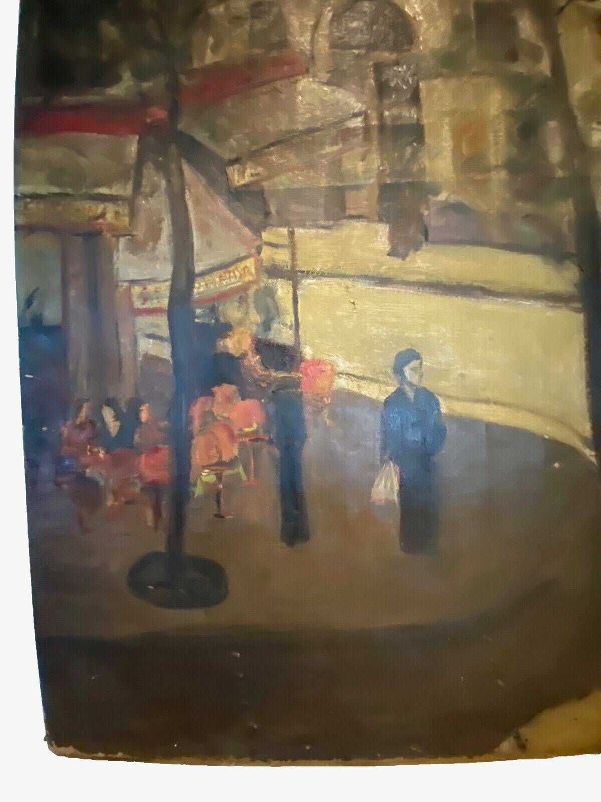 "Animated View Of A Street In Paris" Oil On Canvas 20th Century photo for sale