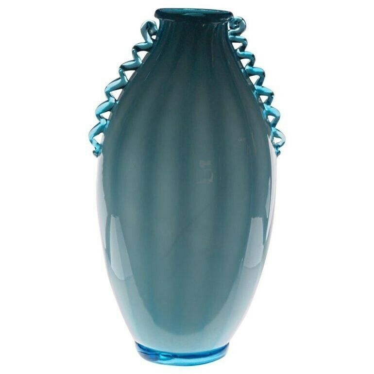 Vase Sfumato, Cirillo Maschio, Attributed Aquamarine With Morisa Murano, 1920s