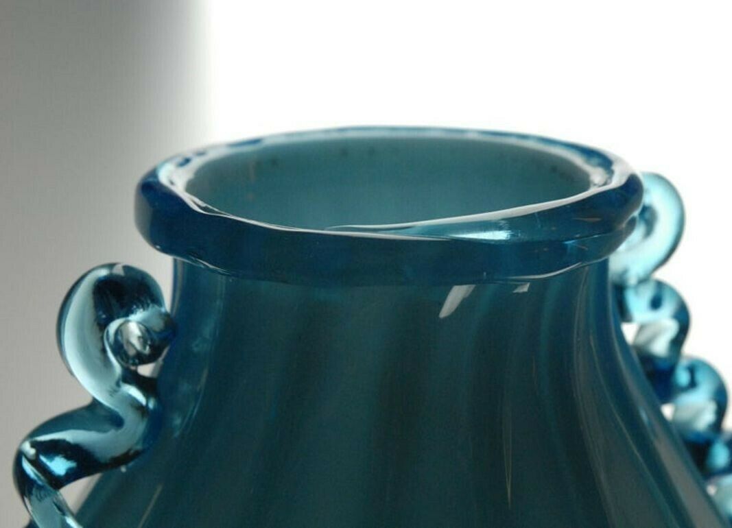 Vase Sfumato, Cirillo Maschio, Attributed Aquamarine With Morisa Murano, 1920s photo vinterior