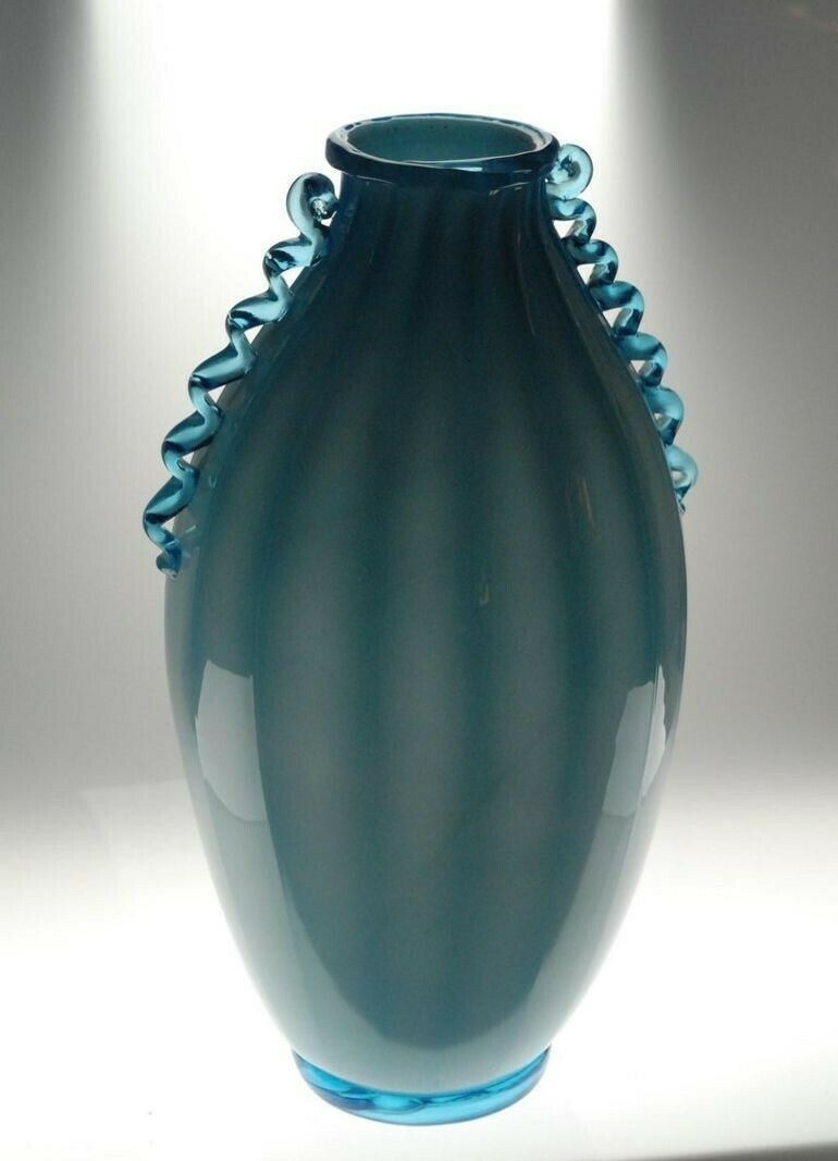 photo furniture Vase Sfumato, Cirillo Maschio, Attributed Aquamarine With Morisa Murano, 1920s