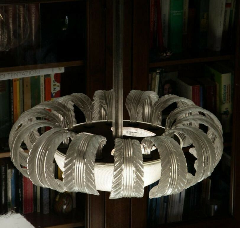 photo buy Barovier Et Toso Attributed, 14 Pulegoso Leaves Reticello Bowl, 1940s, Murano