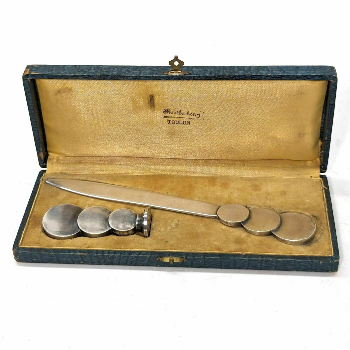 Box Of Sealing Seals 2 Pieces Silver Metal 1930