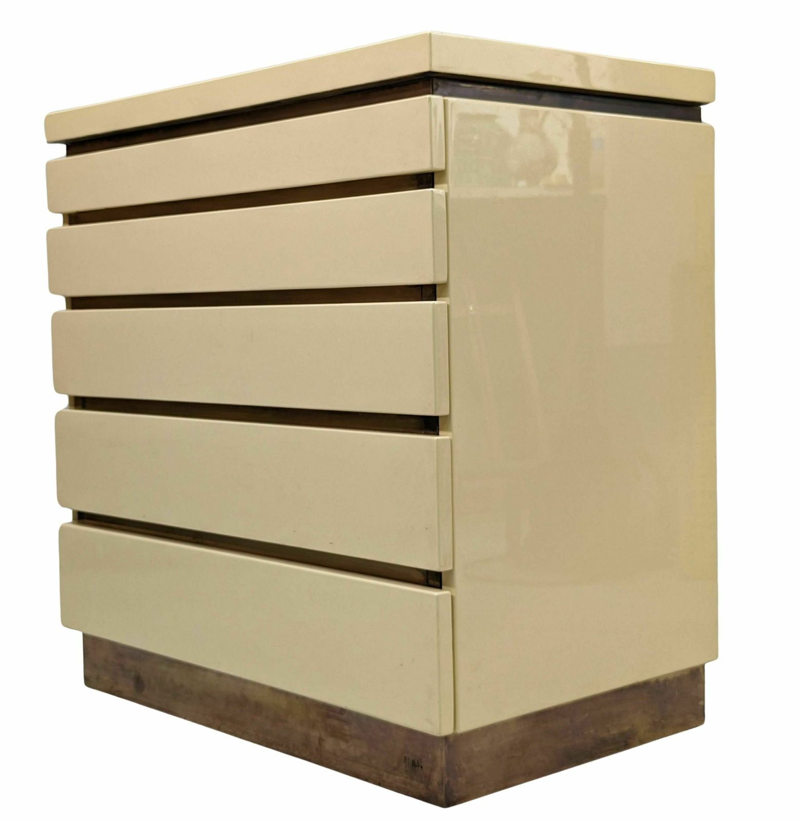 80s Cream Lacquered 5 Drawer Chest Of Drawers By Jean Claude Mahey photo furniture