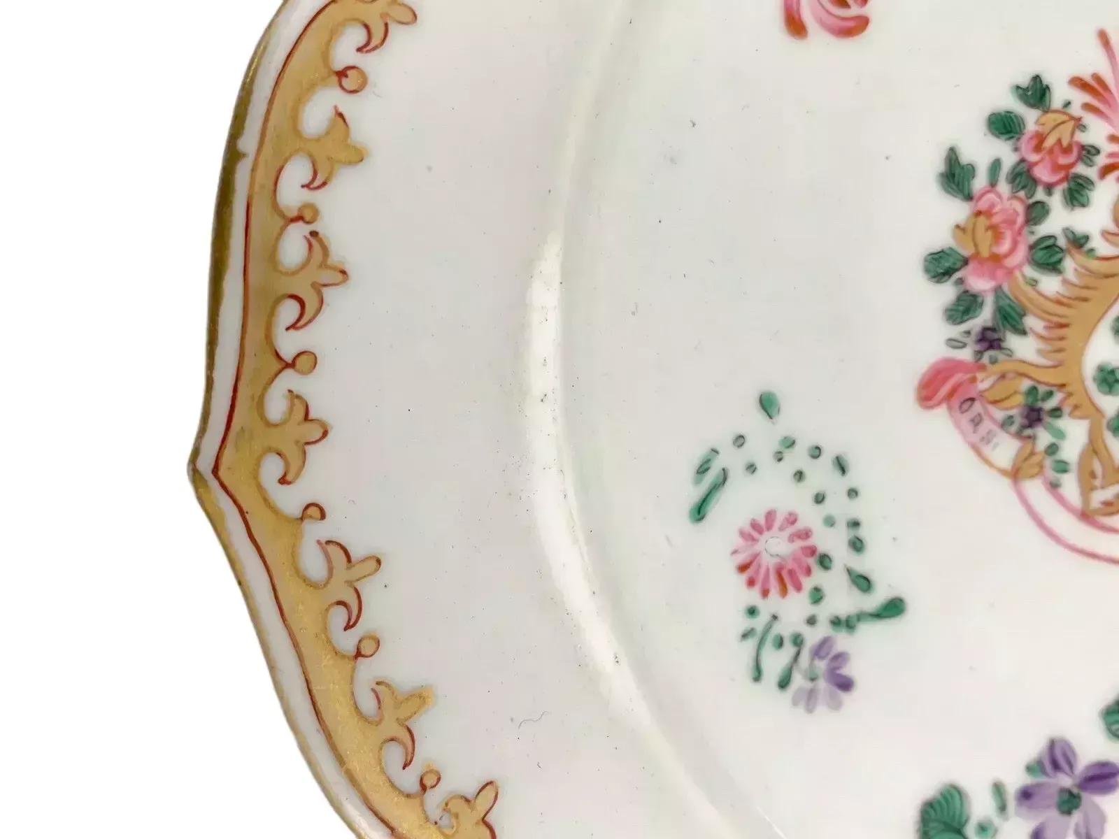 18th Century Porcelain Chinese Export Armorial Plate, Deer/Dogs Coat Of Arms photo vintage