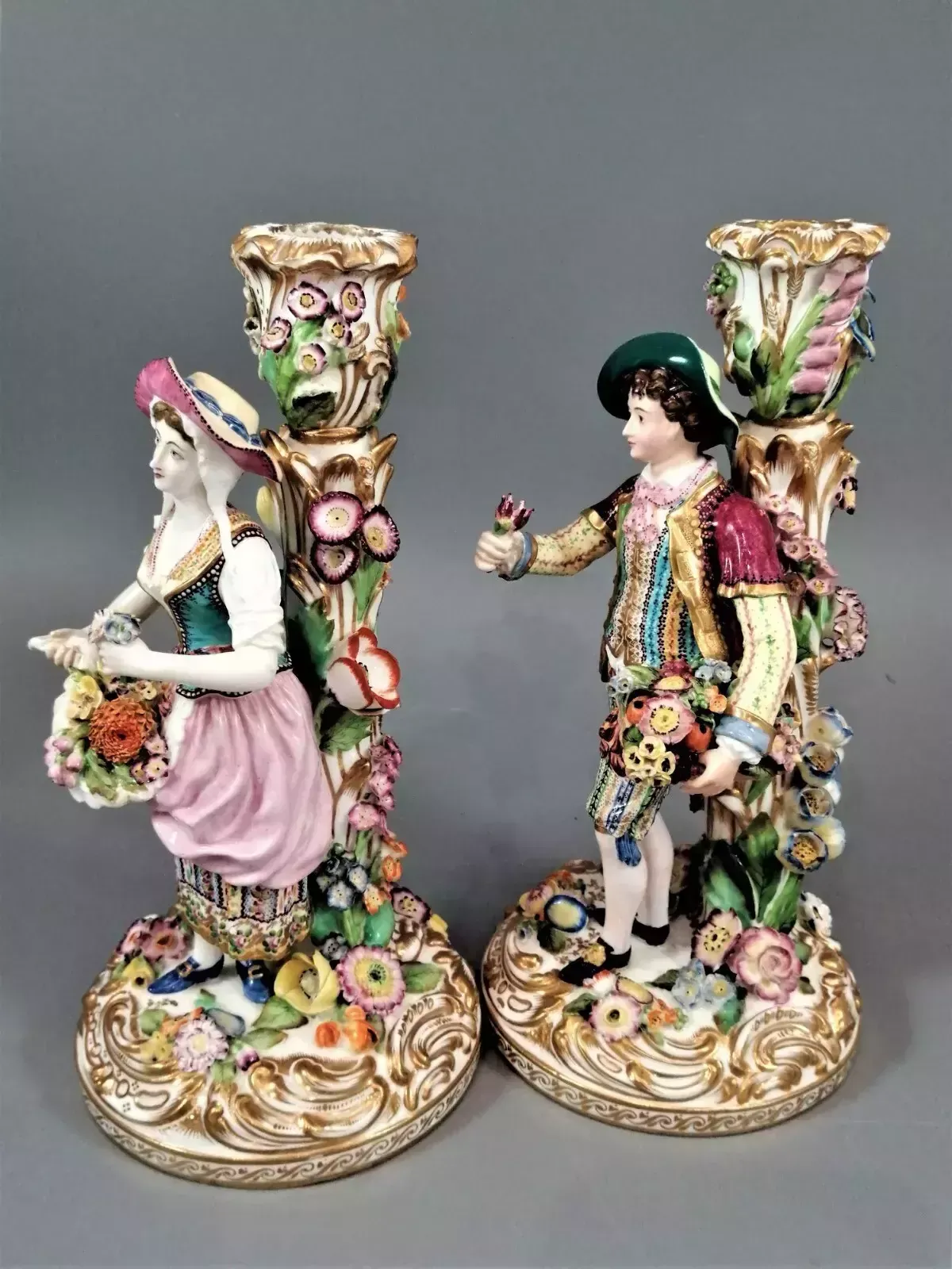 A Beautiful And Rare Pair Of Minton Porcelain Figural Candlesticks ,C.1835 photo furniture