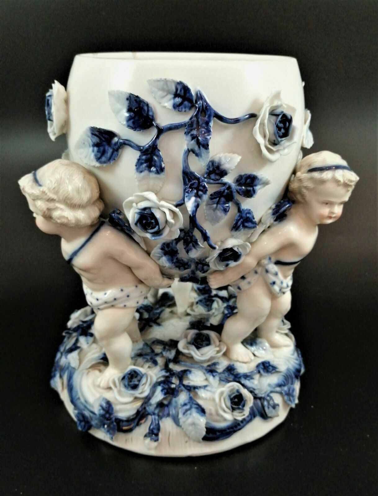 Antique Sitzendorf Porcelain Vase, Late 19th Century photo for sale