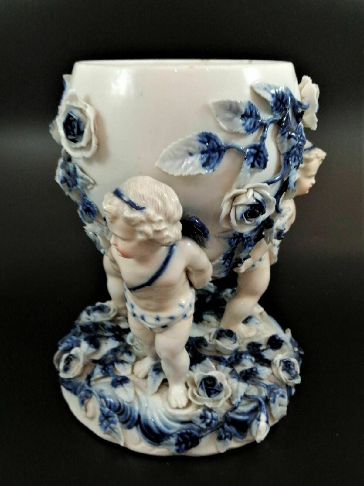 Antique Sitzendorf Porcelain Vase, Late 19th Century photo 300.0