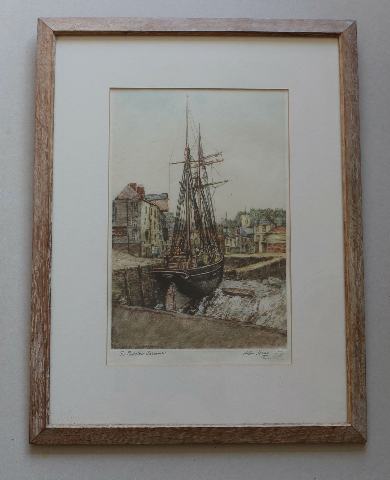 ‘The Padstow Schooner’  Mezzotint By Arthur Hogg