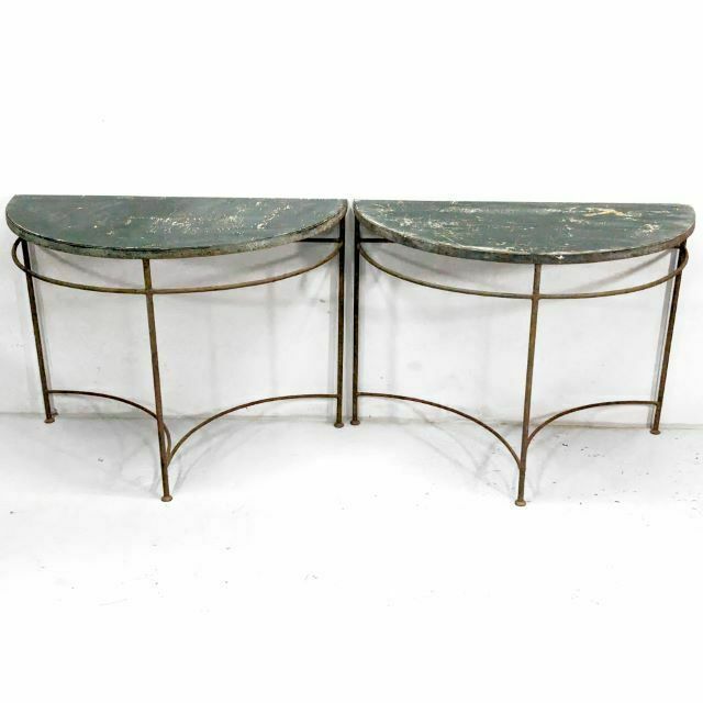 Vintage Half Moon Metal Side Table In Pair Tino Rossi photo vintage