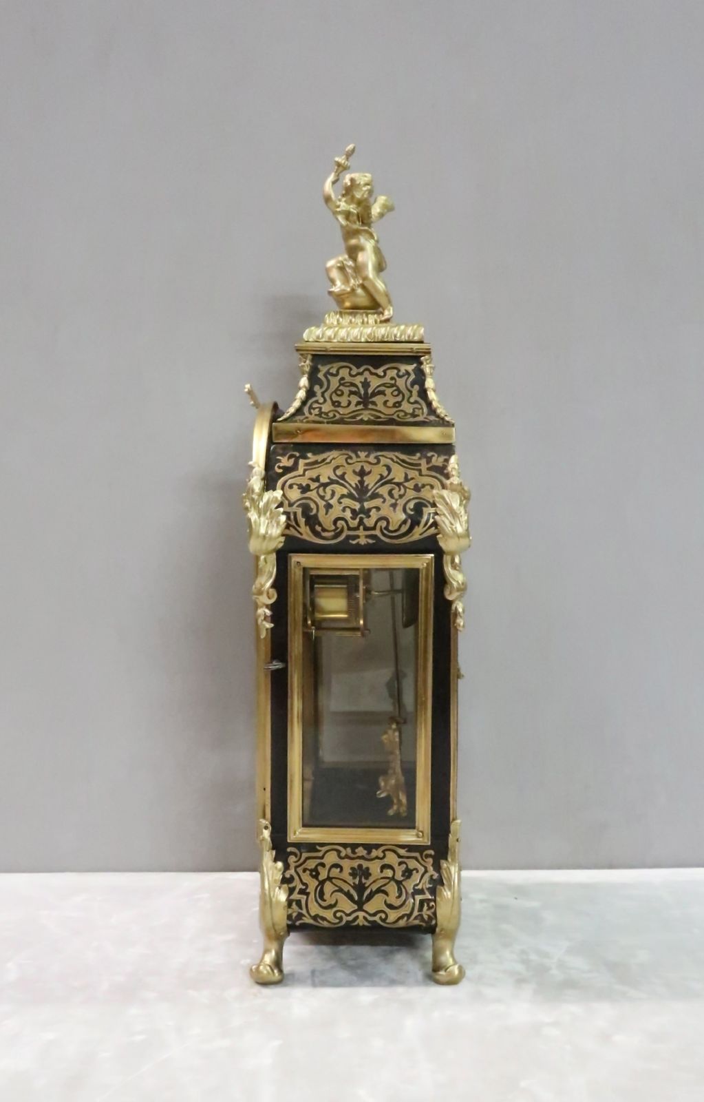 French Louis XIV Style Boulle Antique Mantel Clock photo vinterior