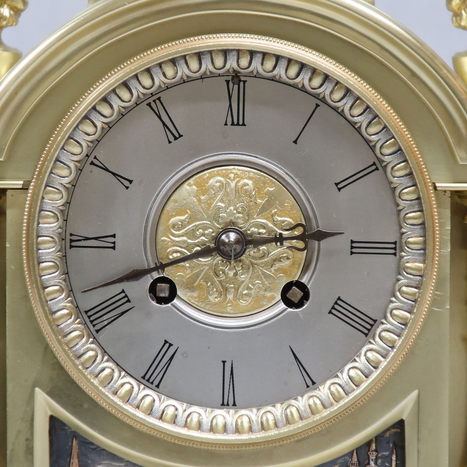 French Brass & Gilt Antique Mantel Clock Set By A.D Mougin photo Home Decor