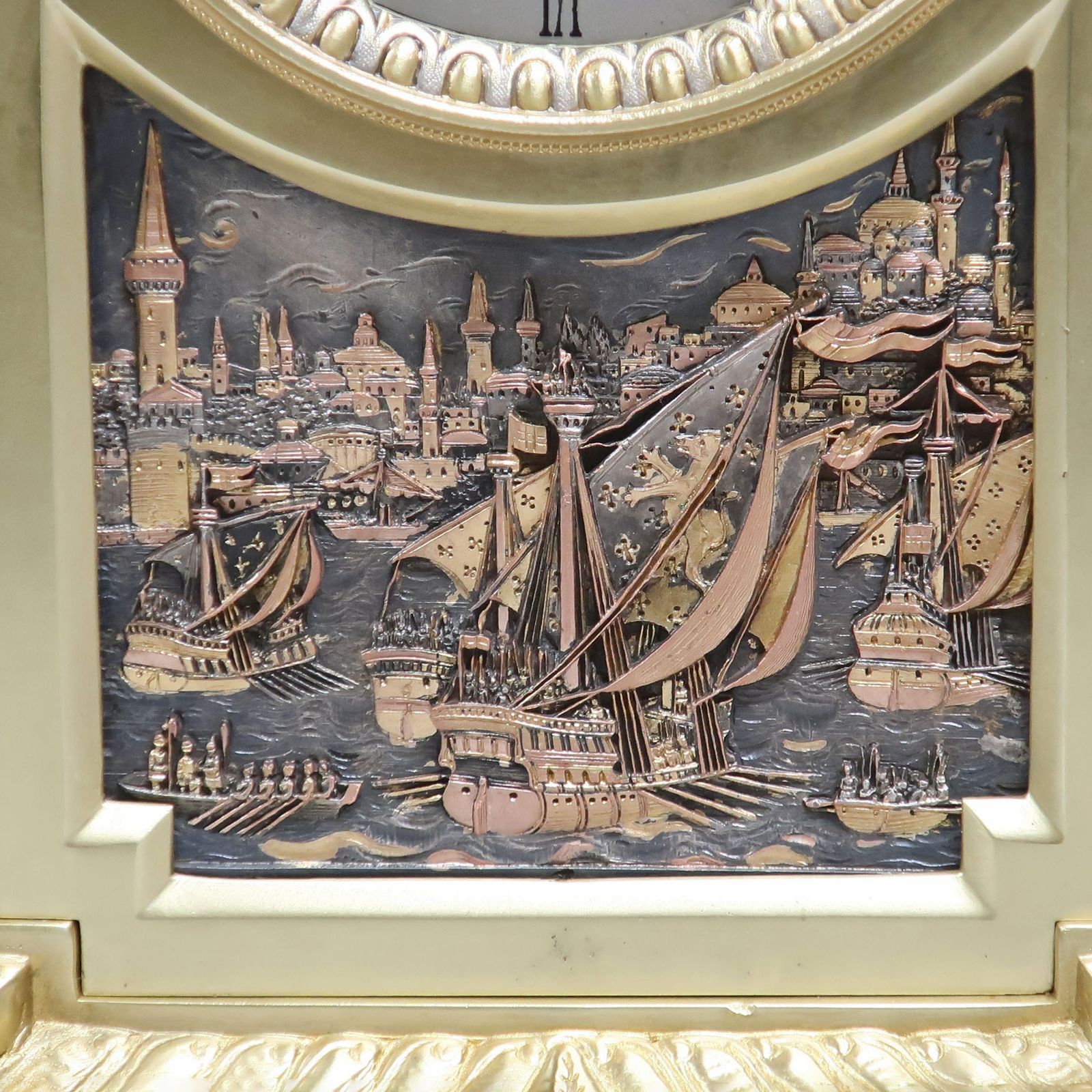 French Brass & Gilt Antique Mantel Clock Set By A.D Mougin photo 1550.0