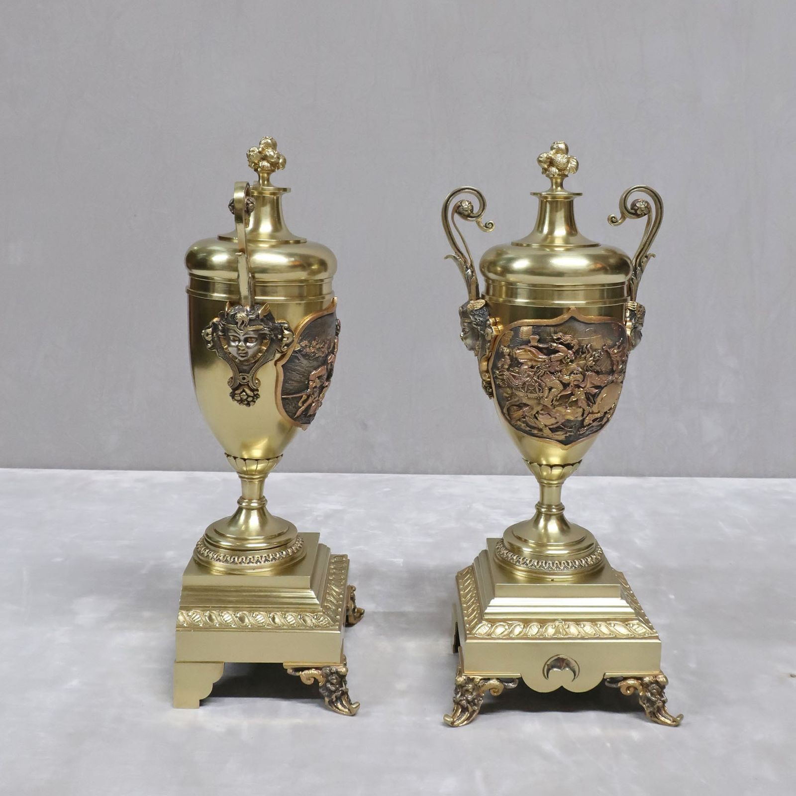 photo vinterior French Brass & Gilt Antique Mantel Clock Set By A.D Mougin