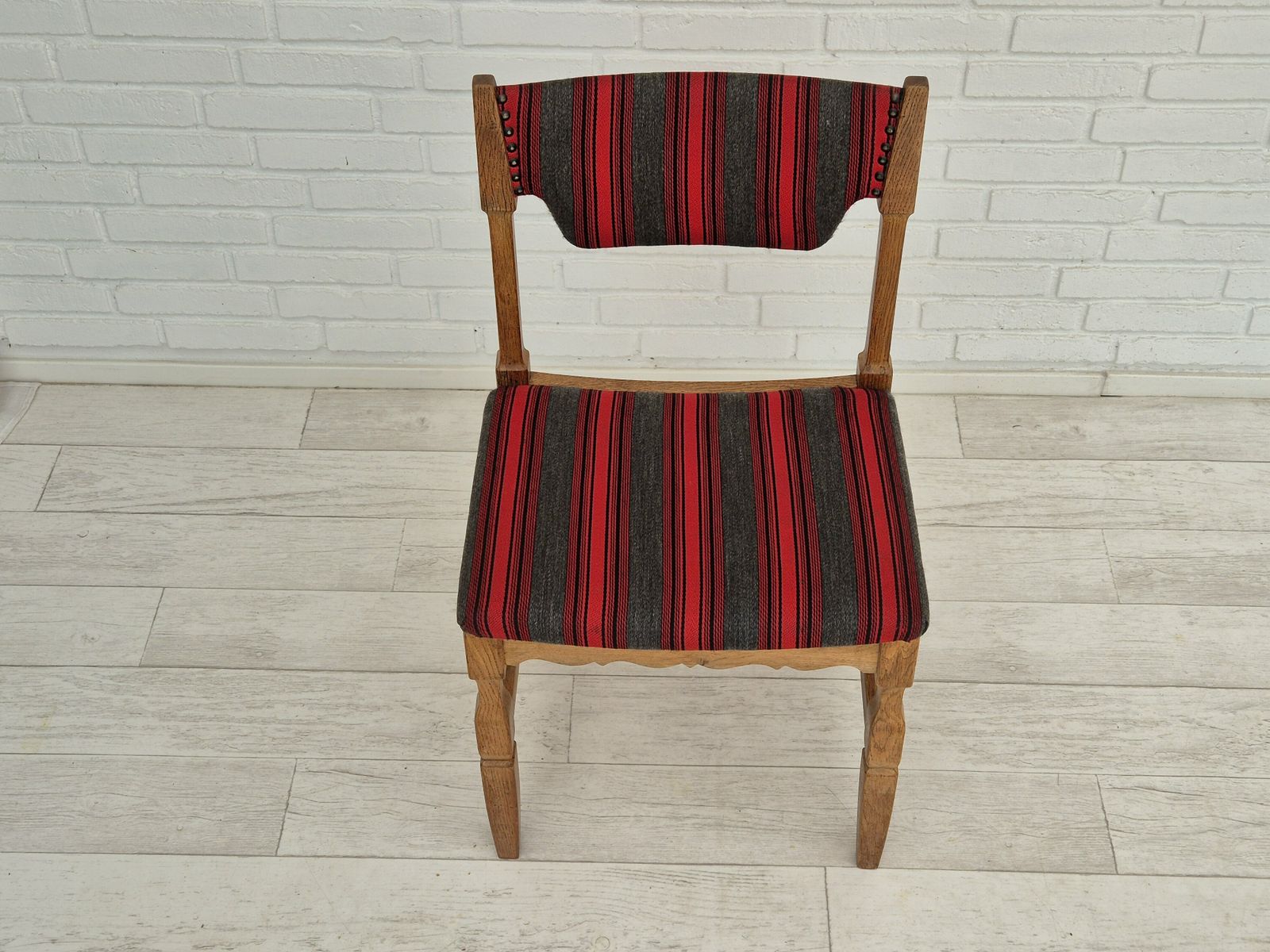 1970s, Danish Design By Henning Kjærnulf, Set Of 4 Dining Chairs, Original Condition, Oak, Wool. photo Furniture