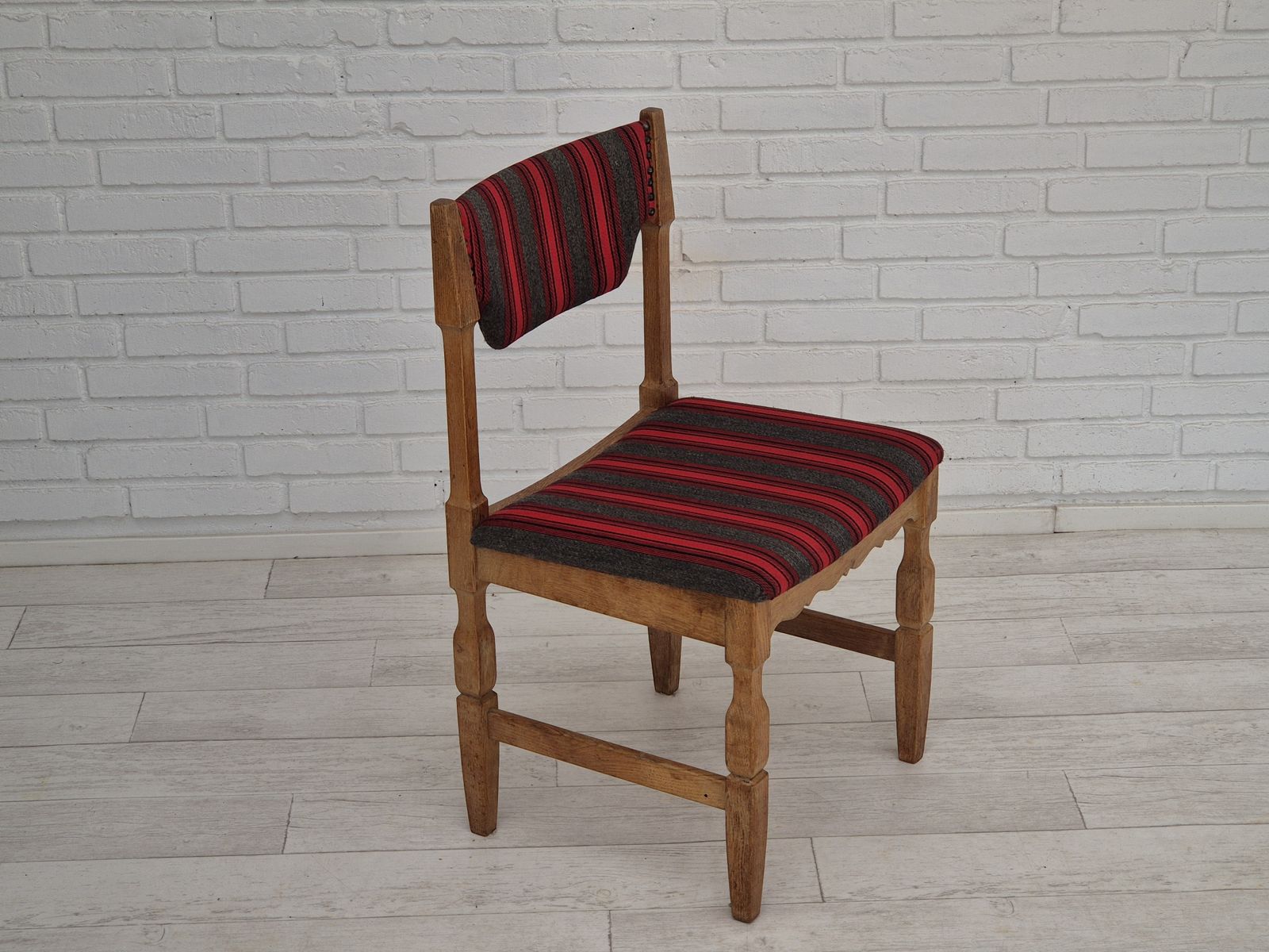 1970s, Danish Design By Henning Kjærnulf, Set Of 4 Dining Chairs, Original Condition, Oak, Wool. photo 1195.0