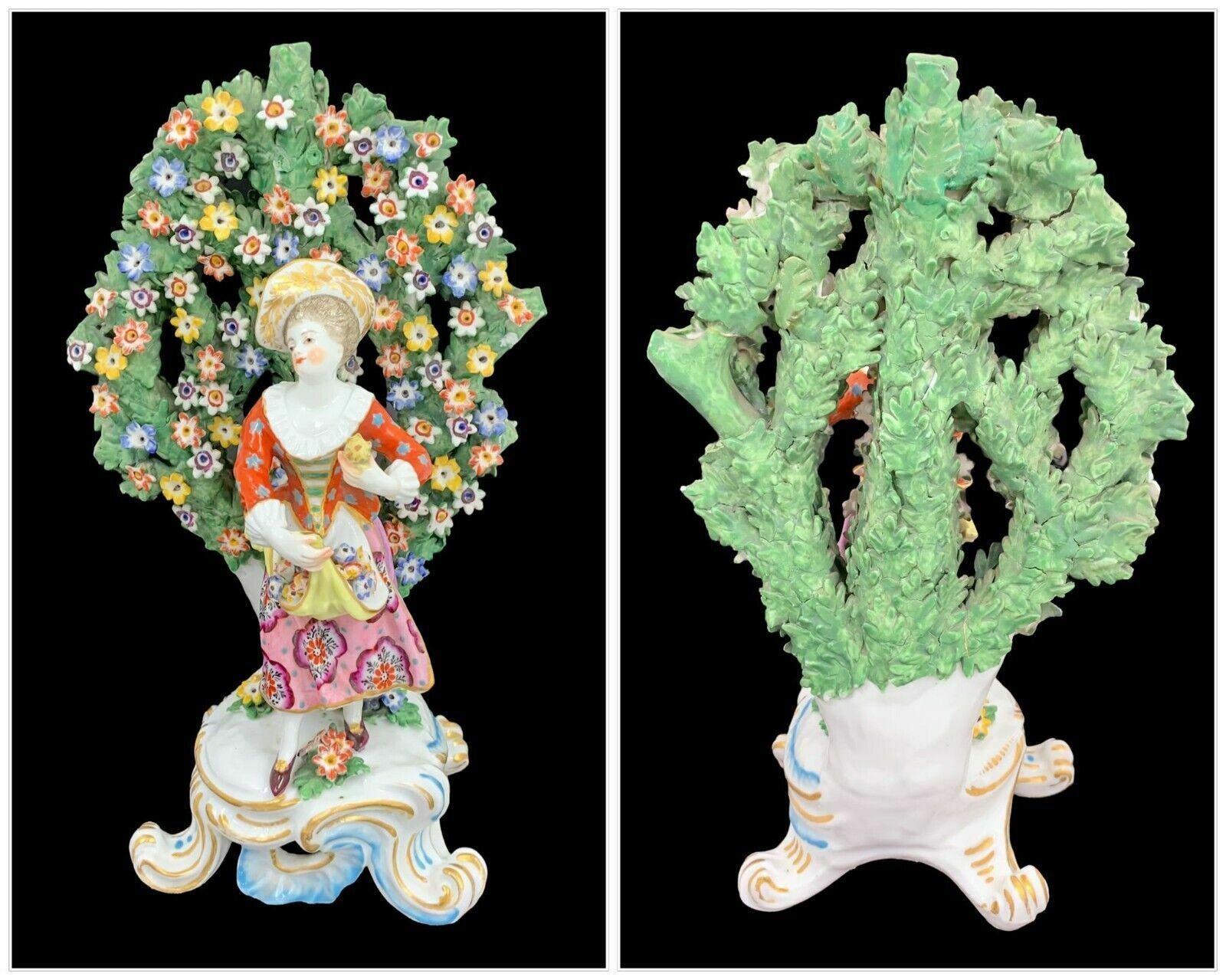 A Pair Of 18th Century Chelsea – Derby Bocage Porcelain Figurines. photo Home Decor