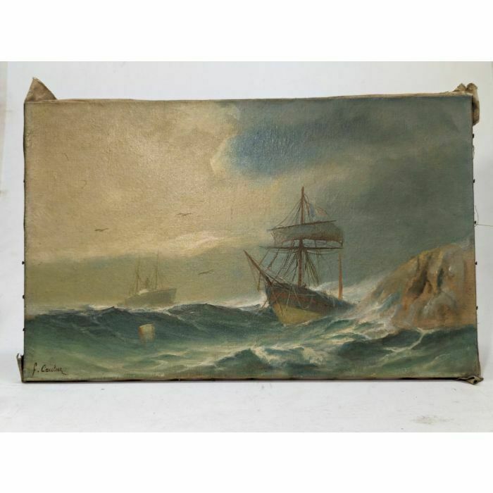 Oil Painting On Canvas Marine By François Gautier (1842 1917) photo for sale