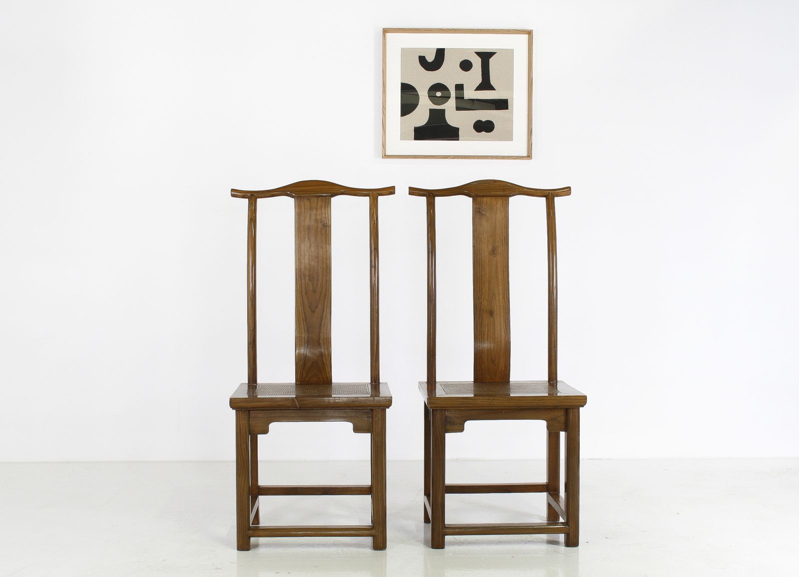 A Pair Of Lacquered Chinese Northern Elm Yoke Back ‘Officials Hat’ Chairs photo furniture