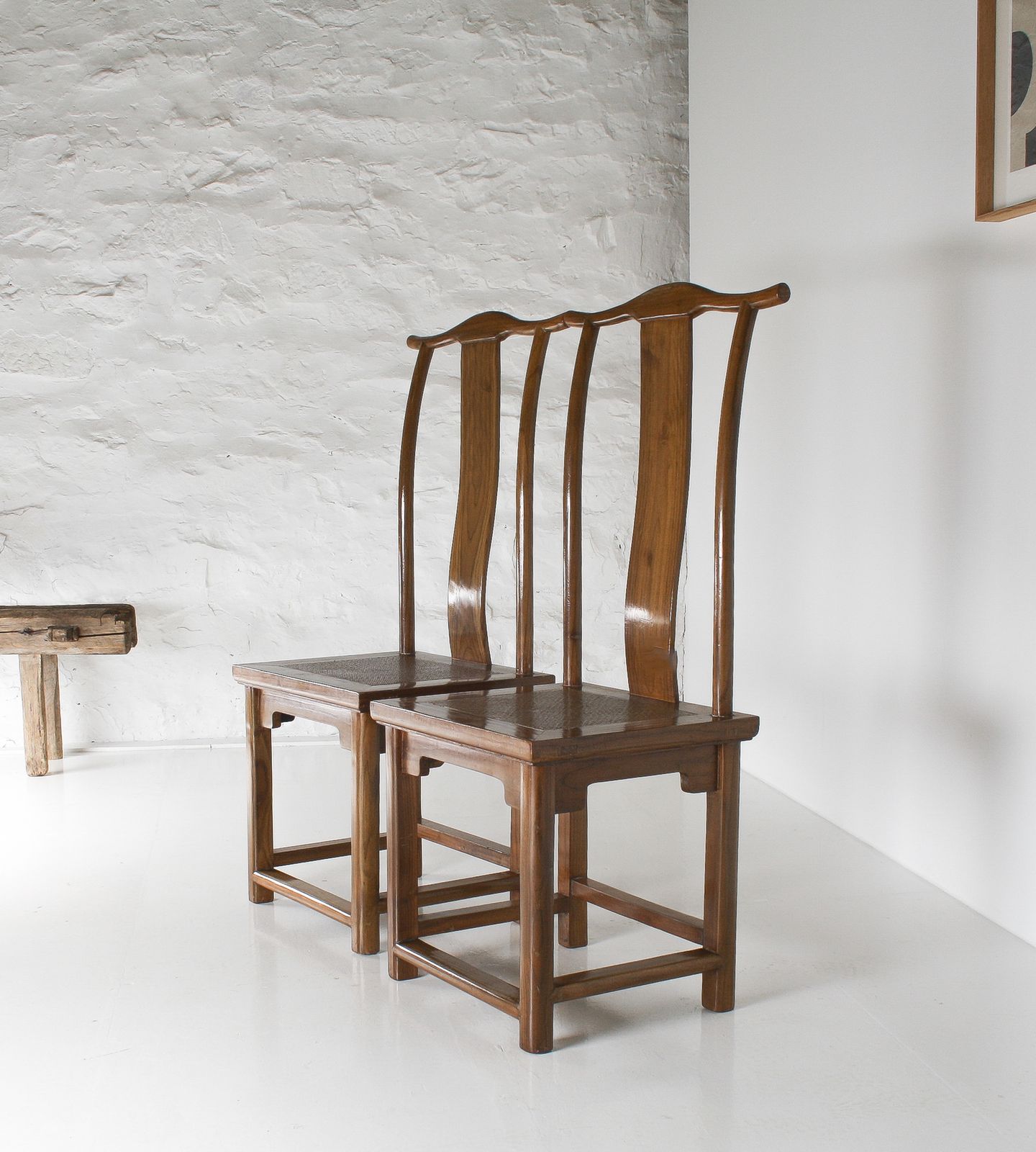 photo furniture A Pair Of Lacquered Chinese Northern Elm Yoke Back ‘Officials Hat’ Chairs