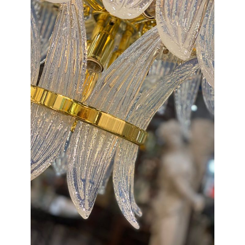 Contemporary Belt Opalino “Palmette” Murano Glass Chandelier photo 5800.0