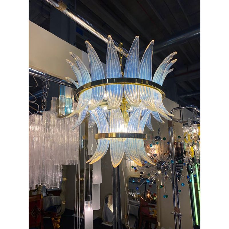 Contemporary Belt Opalino “Palmette” Murano Glass Chandelier photo buy
