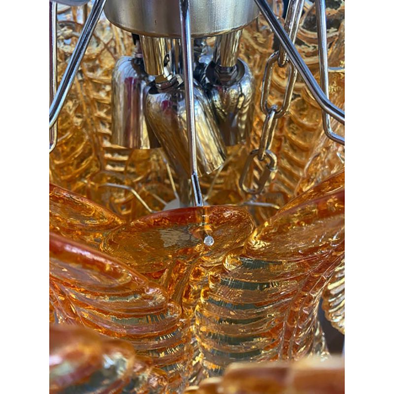 Contemporary Italian Amber “Felci” Murano Glass Chandelier photo furniture