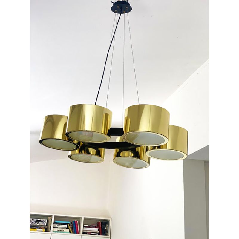 Contemporary Italian Oval Metal Gold Chandelier photo 9800.0