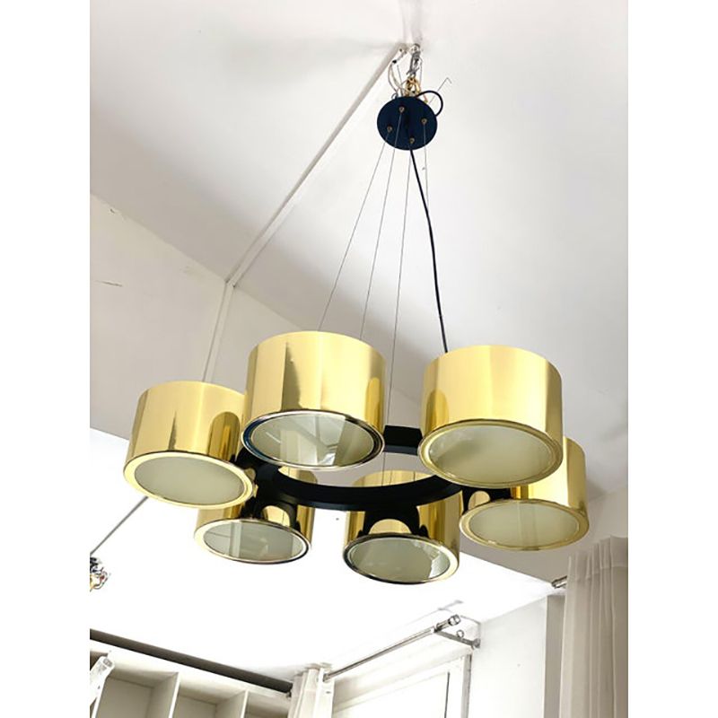 Contemporary Italian Oval Metal Gold Chandelier photo vinterior