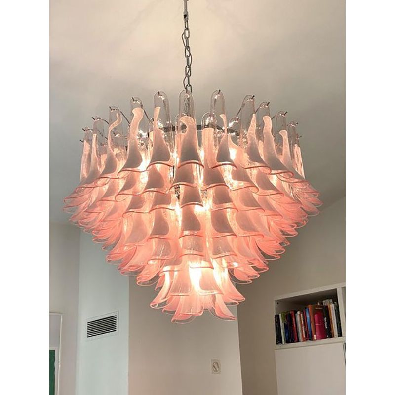 Contemporary White And Pink “Selle” Murano Glass Petali Chandelier photo furniture