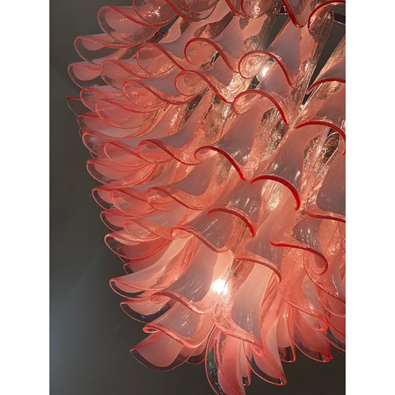 Contemporary White And Pink “Selle” Murano Glass Petali Chandelier photo for sale