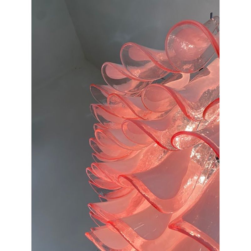 photo for sale Contemporary White And Pink “Selle” Murano Glass Petali Chandelier