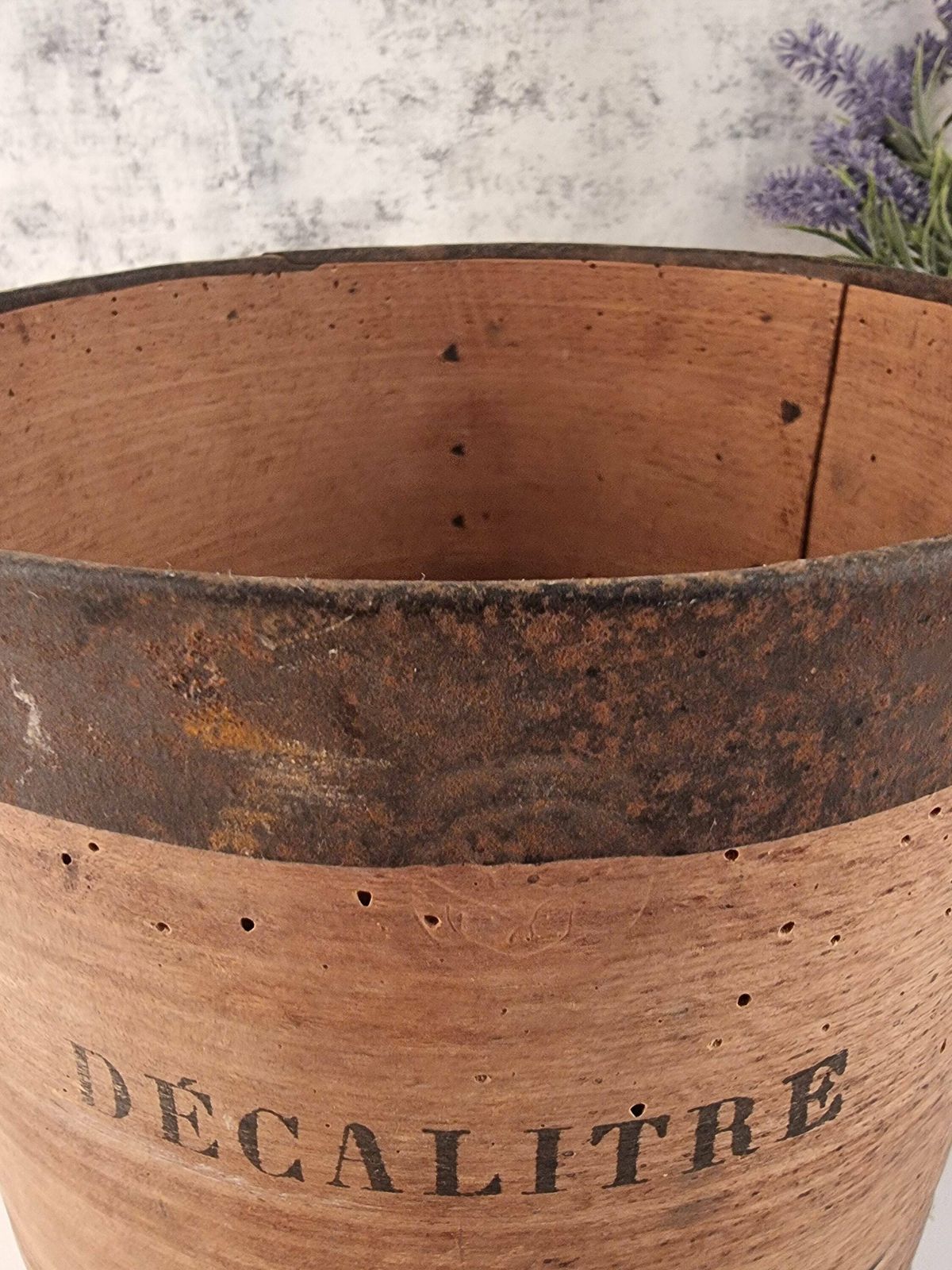 French Antique Wooden Grain Measure, French Antique Wooden Grain Measure, Vintage Planter, Farmhouse Country Decor photo for sale