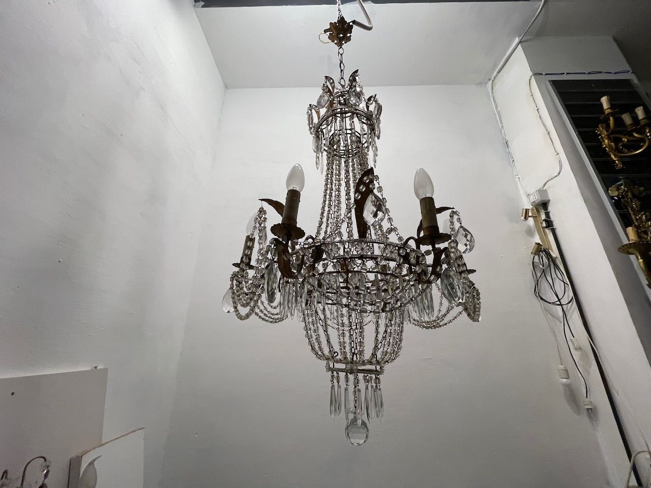 photo buy Tole Florentine Italian Macaroni Crystal Chandelier From The 1940s