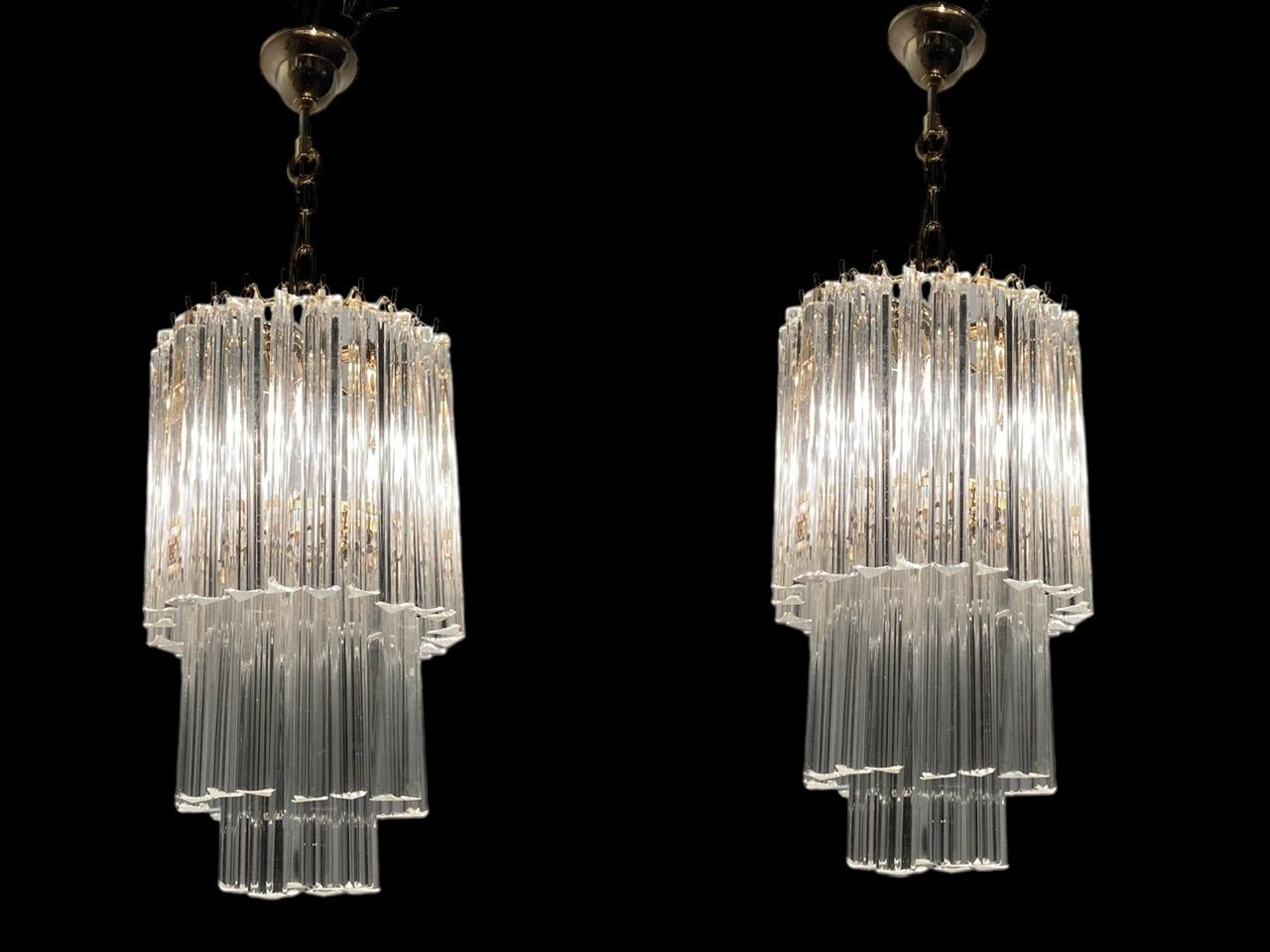 photo for sale Murano Glass Trilobi Chandeliers Set Of 2