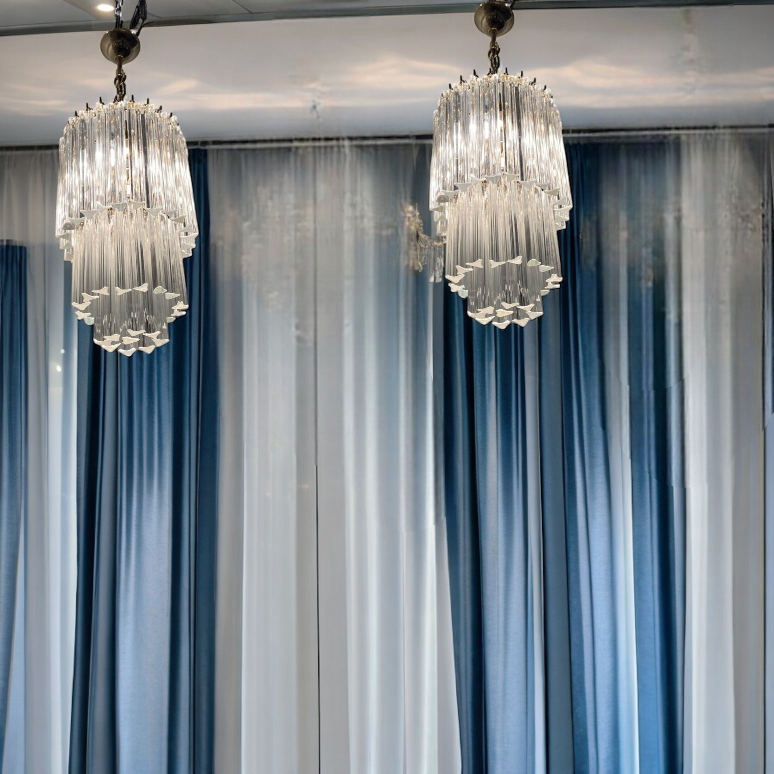 Lighting Murano Glass Trilobi Chandeliers Set Of 2 photo
