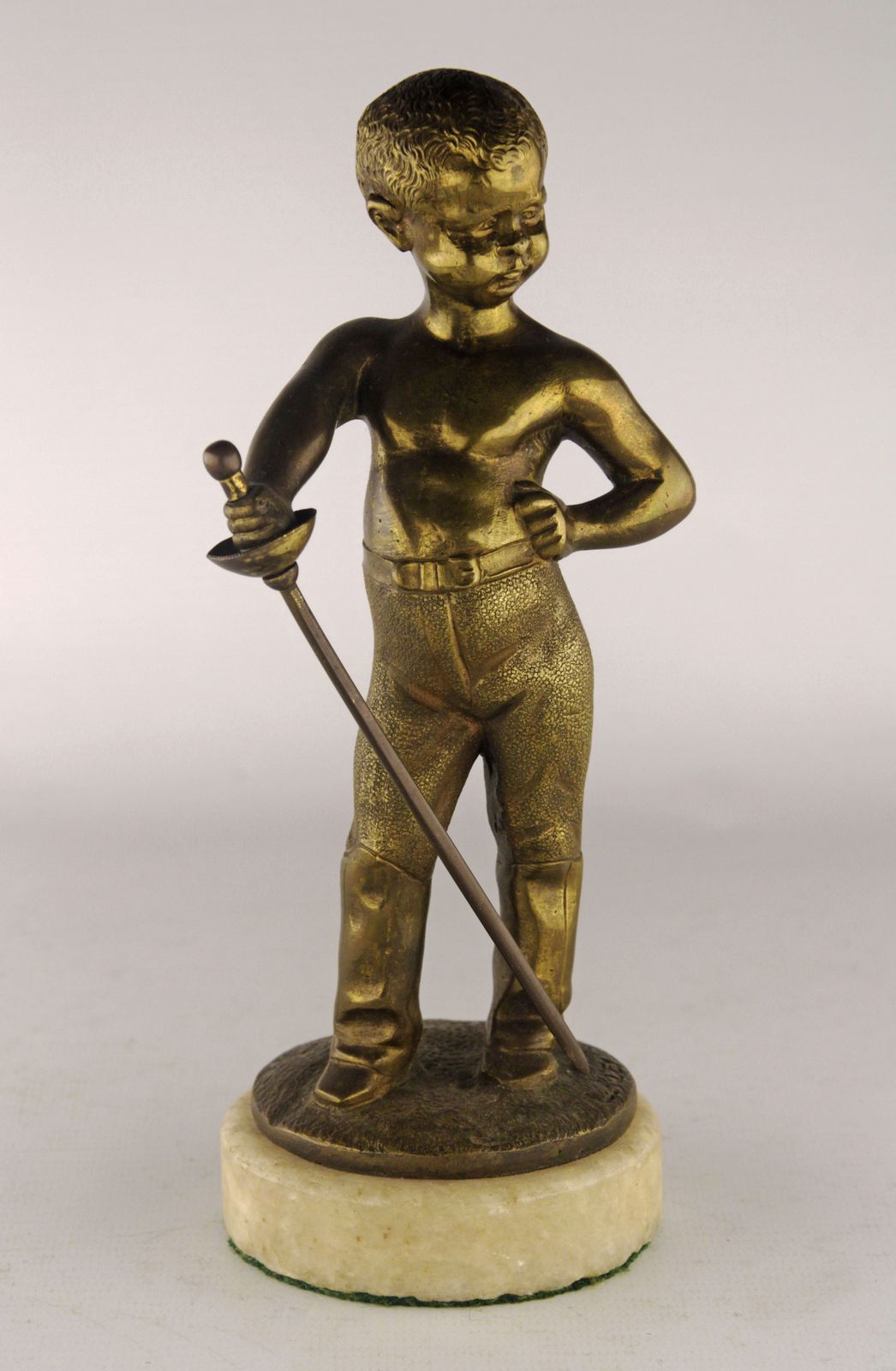 Late 19th Century French Bronze Sculpture Of A Boy With A Sword By Louis Kley photo furniture