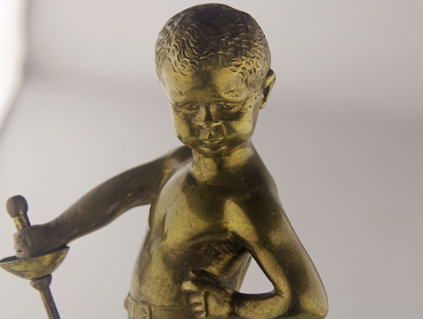 Late 19th Century French Bronze Sculpture Of A Boy With A Sword By Louis Kley photo for sale