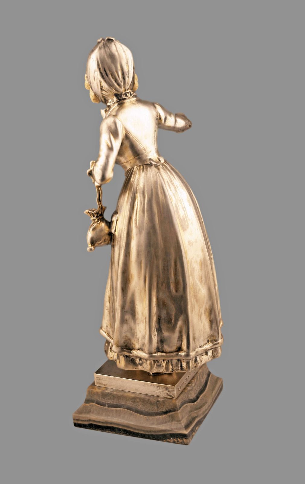 Art Nouveau Bronze And Ivory Sculpture Of A Girl By Austrian Ferdinand Lugerth photo 2150.0