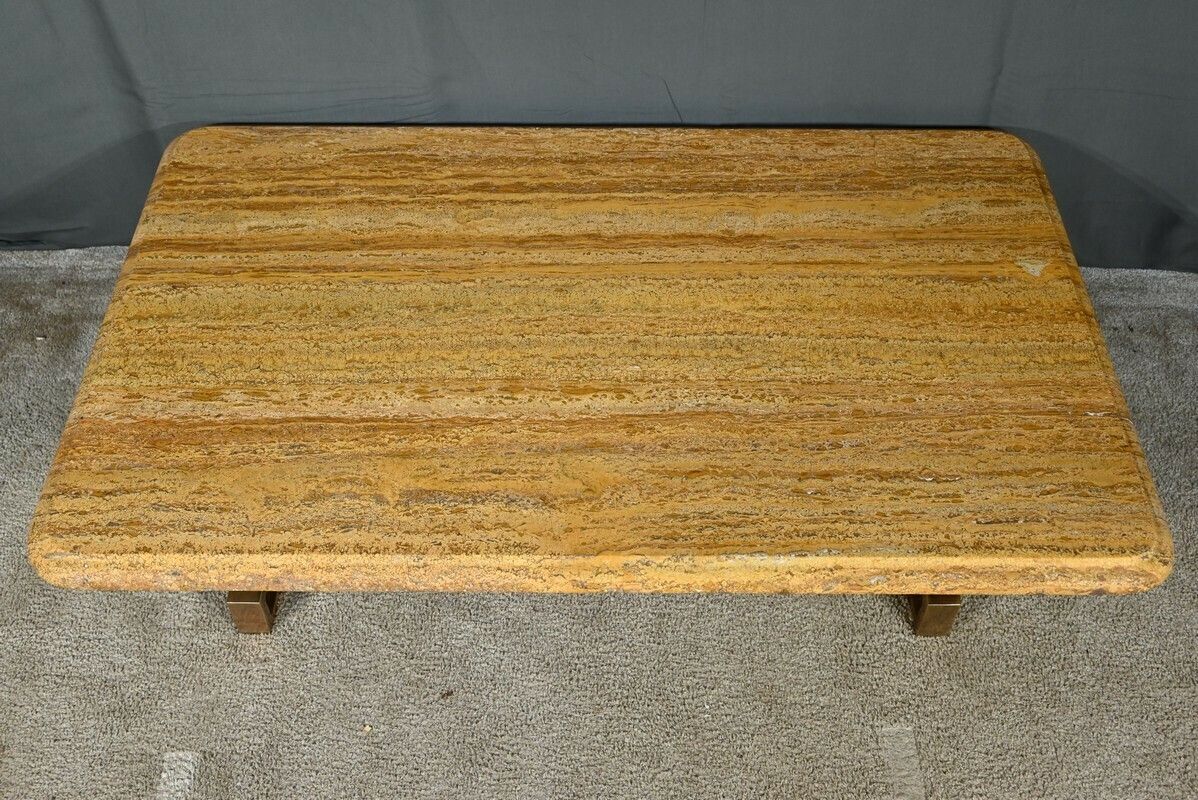 Brass And Travertine Coffee Table, Art Deco Period – 1930 photo Furniture