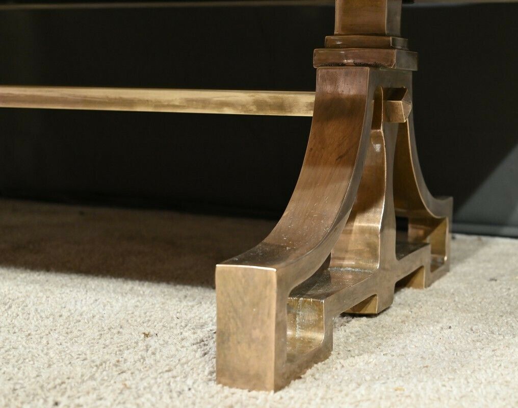 Brass And Travertine Coffee Table, Art Deco Period – 1930 photo vintage