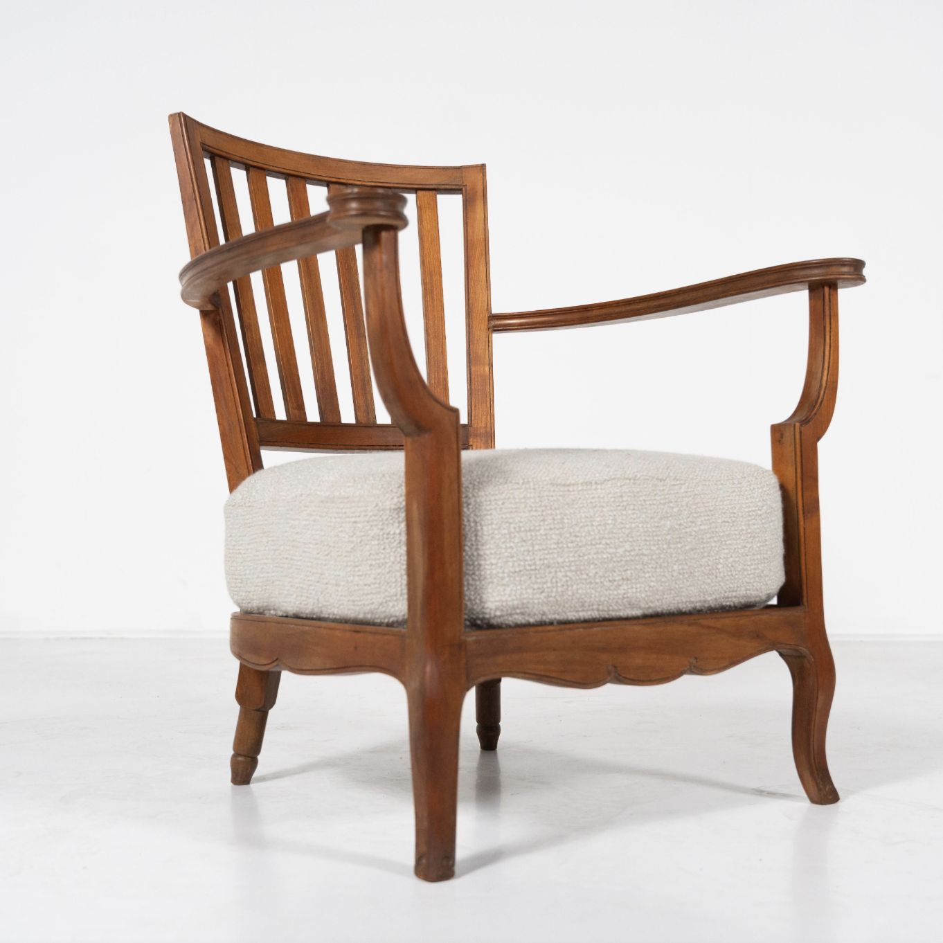 Pair Of Wooden And Fabric Armchairs, 1960s – New Upholstery photo vintage