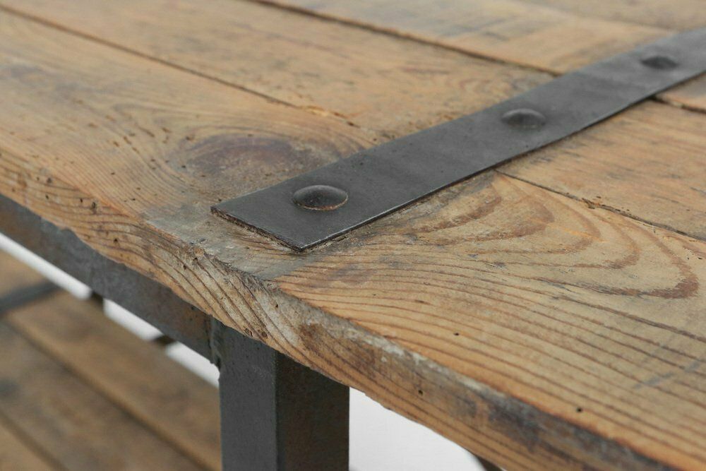 Industrial Side Table With Metal Frame And Wooden Top And Removable Platform, Belgium, 1920s photo vinterior
