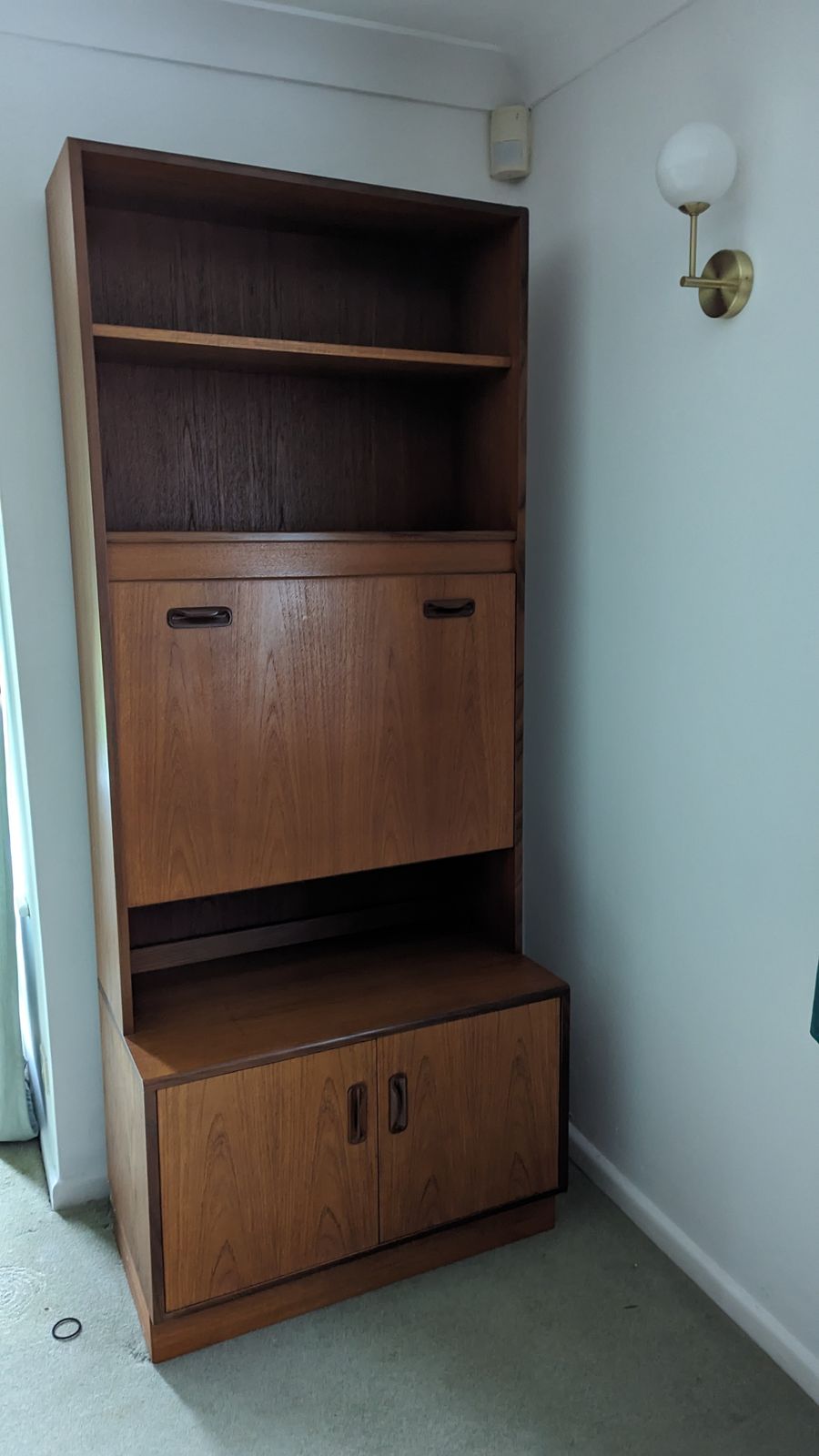 Reduced!!! 3 X G Plan Matching Tall Cabinets   All In Beautiful Condition With Original Lights Working. 1 X Bureau, 1 X Bar, 1 X Glass And Cutlery photo Furniture