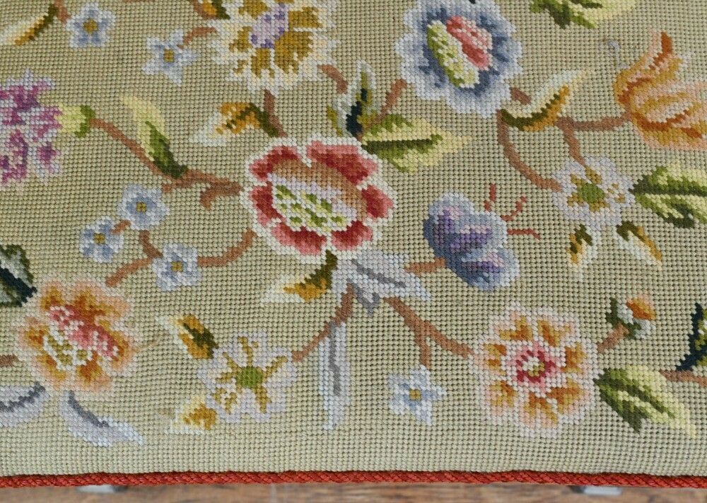 Painted Edwardian Stool Tapestry Needlepoint photo vinterior
