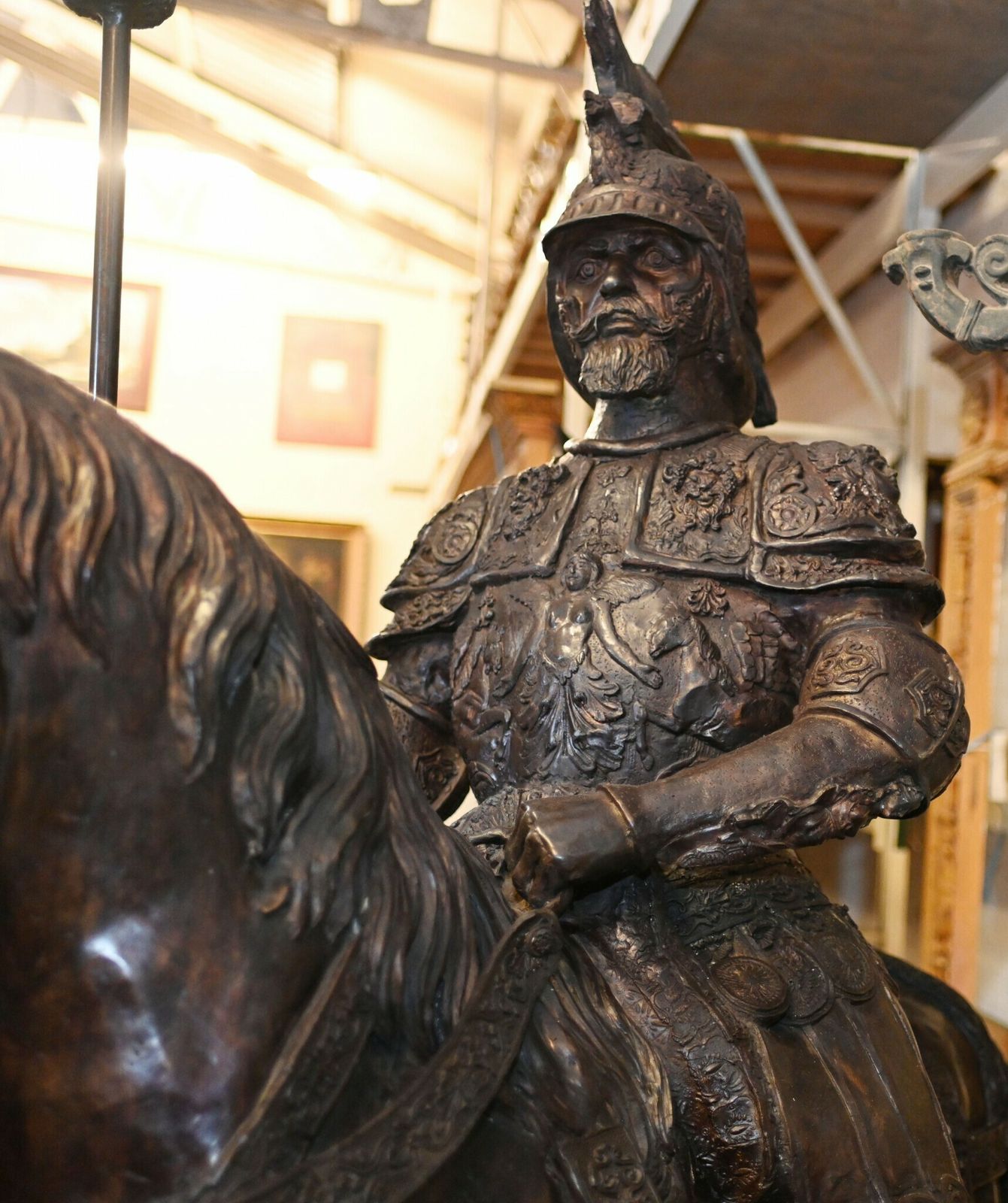 Lifesize Roman Gladiator On Horseback Statue Sculpture Architectural Art photo Art