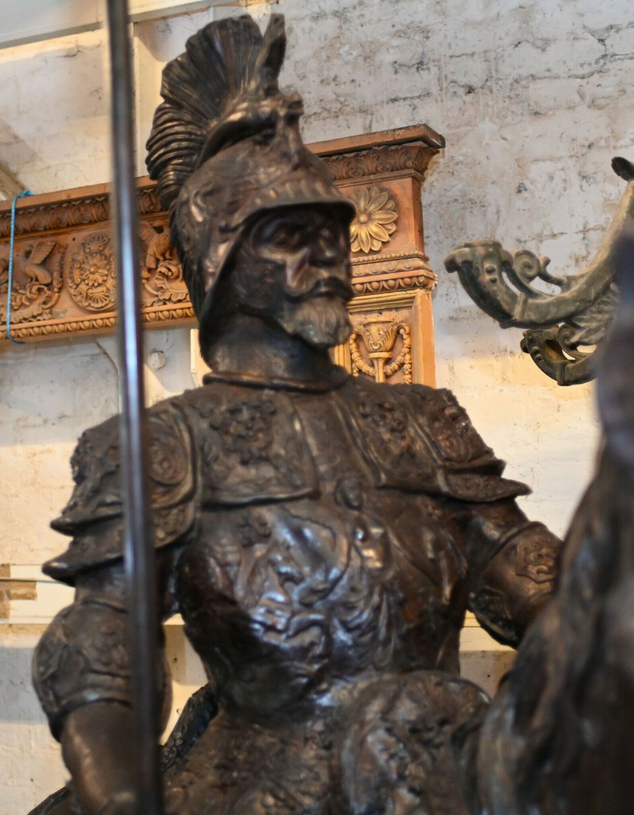 photo furniture Lifesize Roman Gladiator On Horseback Statue Sculpture Architectural Art