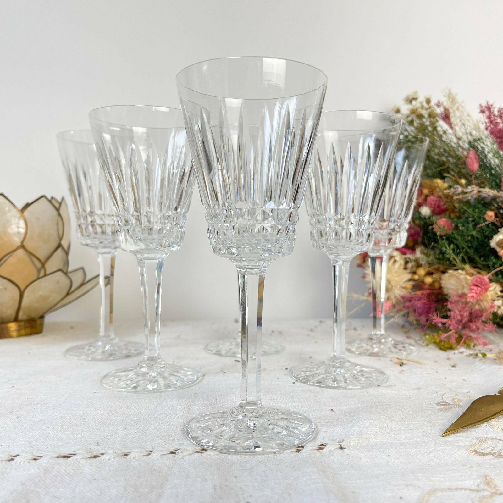 6 French Chiseled Crystal Red Wine Glasses   Crystal Stemmed Glasses   Vintage Wine Glasses   Crystal Glasses   20th Century photo furniture
