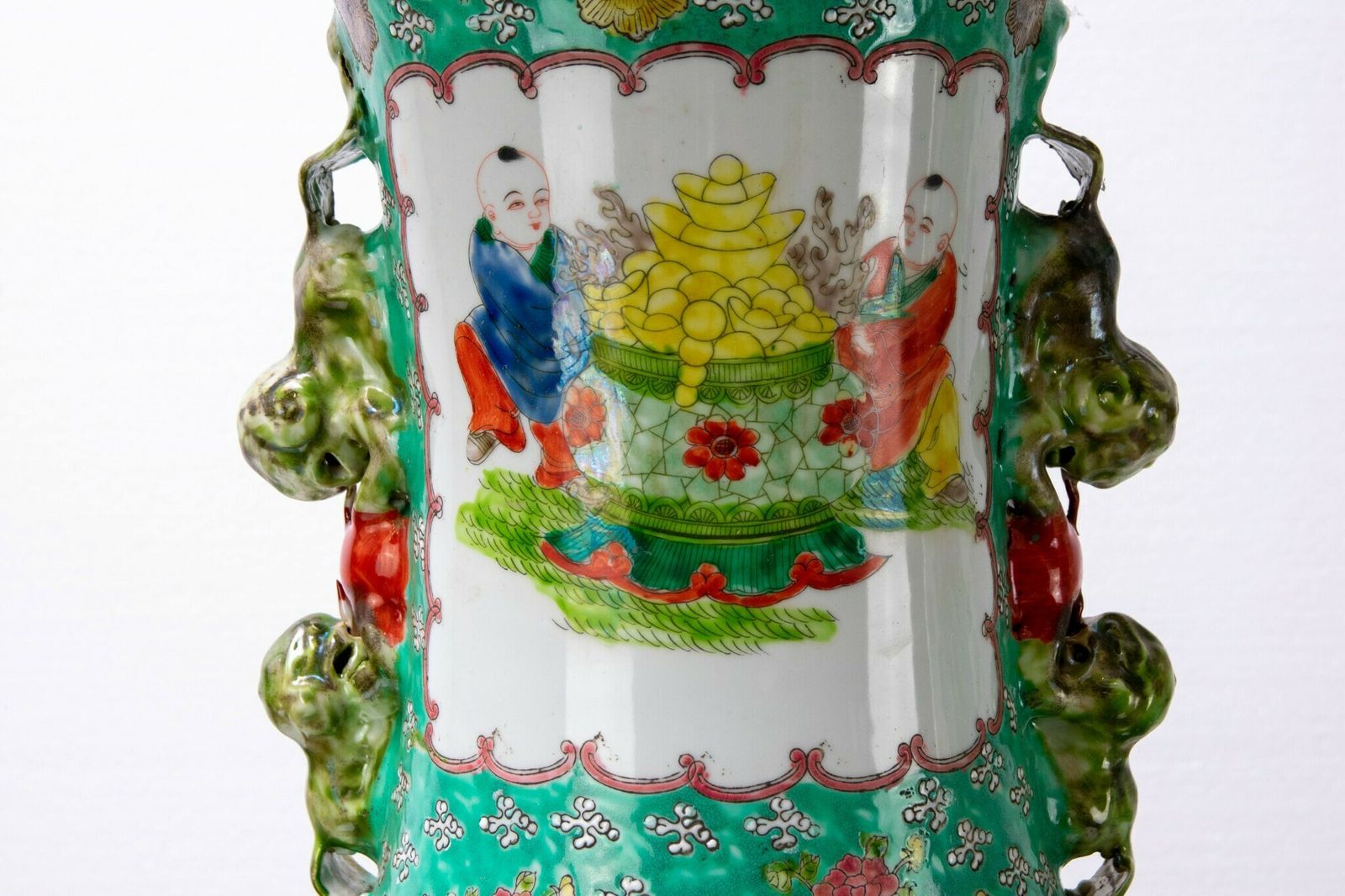 Home Decor Large Canton Porcelain Urns   Chinese Cantonese Asian Porcelain Vases photo