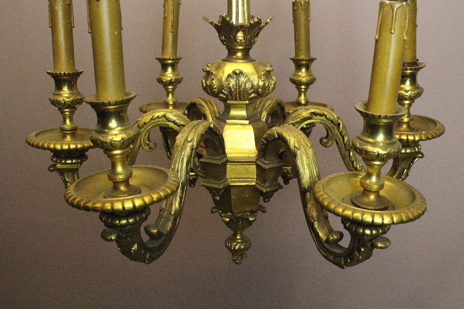 Good Quality French Louis XVI Style Gilt Bronze Six Arm Chandelier photo Lighting